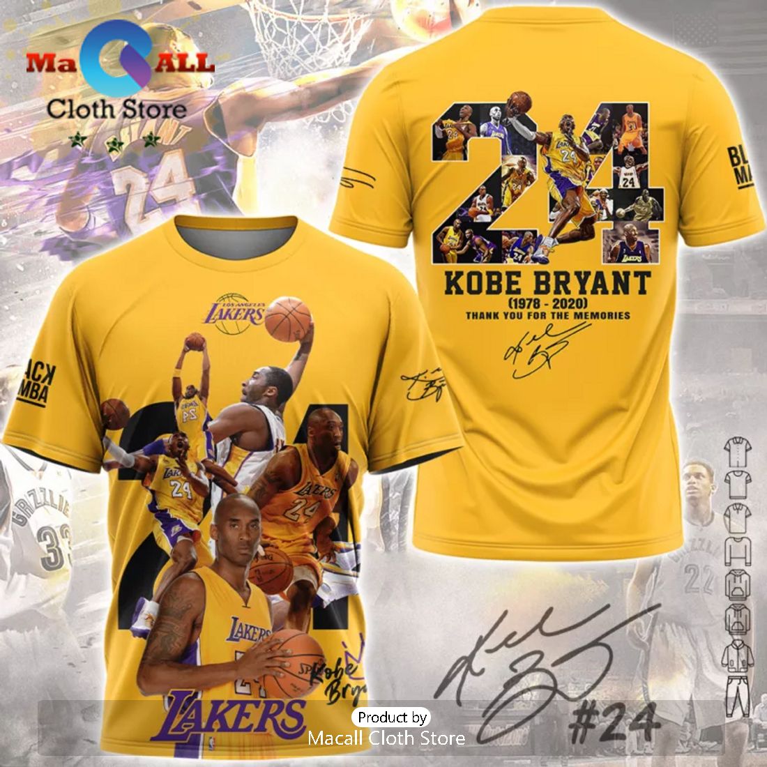 Los Angeles Lakers NBA Kobe Bryant Thank You For The Memories Hawaiian Shirt
