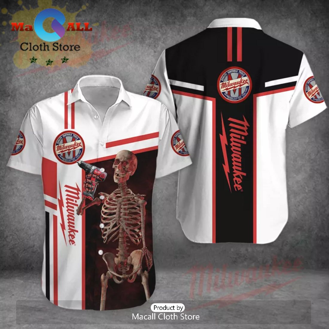 Milwaukee Skull White Apparels Hawaiian Shirt