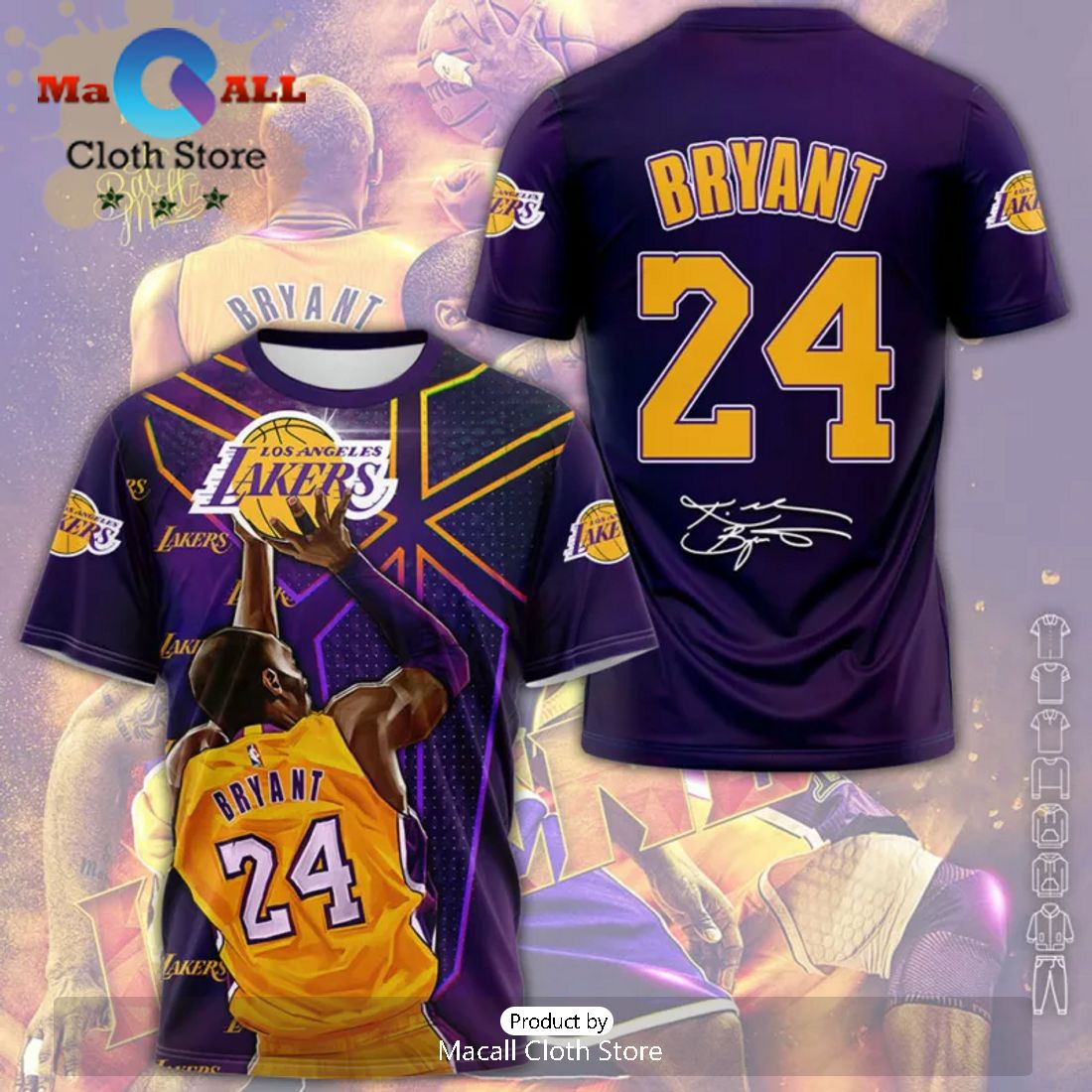 NBA Kobe Bryant Basketball Los Angeles Lakers Signatures Hawaiian Shirt