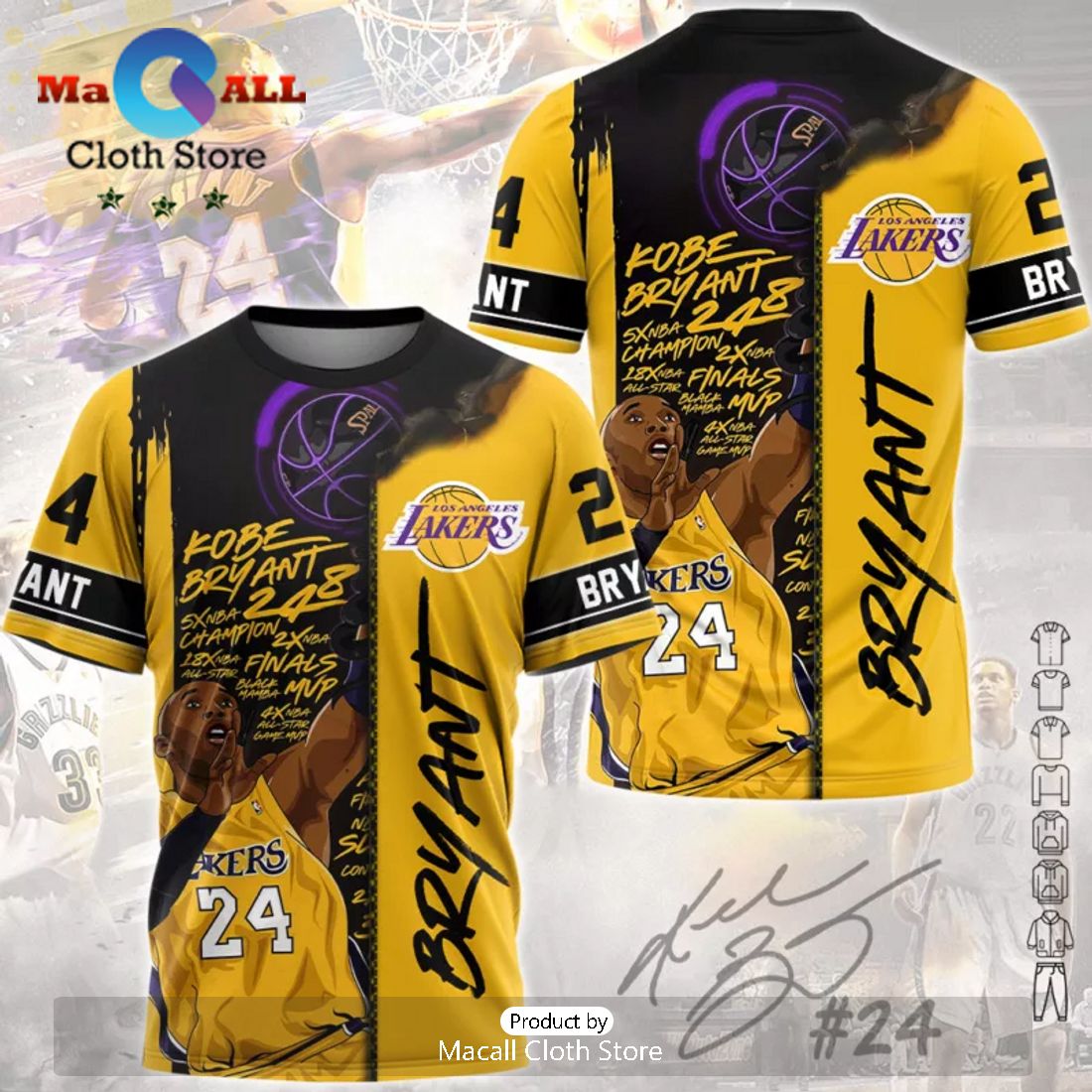 NBA Kobe Bryant Los Angeles Lakers Sports Signatures Hawaiian Shirt