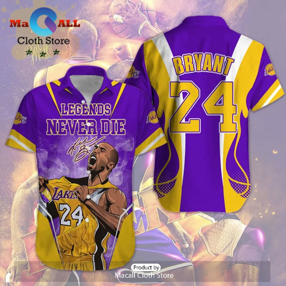 NBA Los Angeles Lakers Kobe Bryant Signatures Sport Hawaiian Shirt