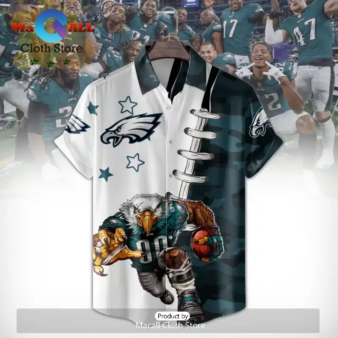 Philadelphia Eagles Football Mix Jersey Stars Hawaiian Shirt