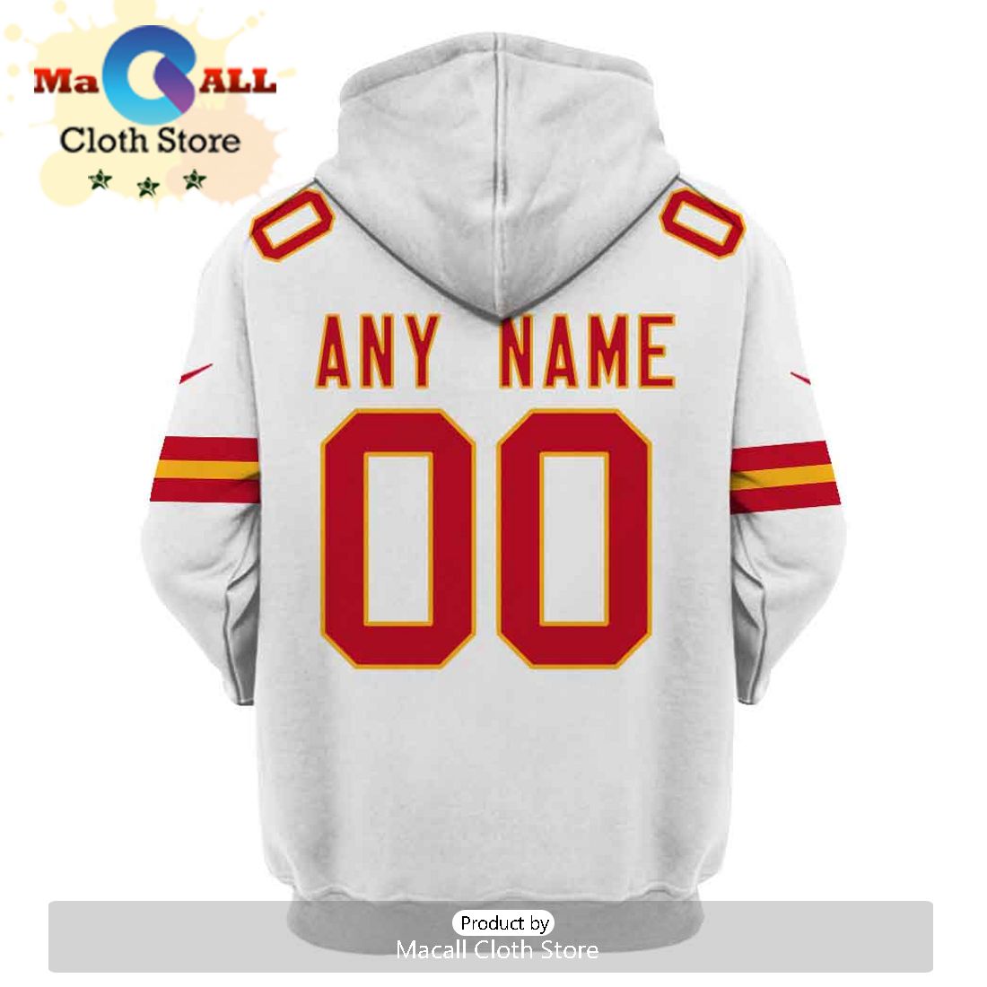 Personalized Name and Number Kansas City Chiefs White Hoodie Jersey