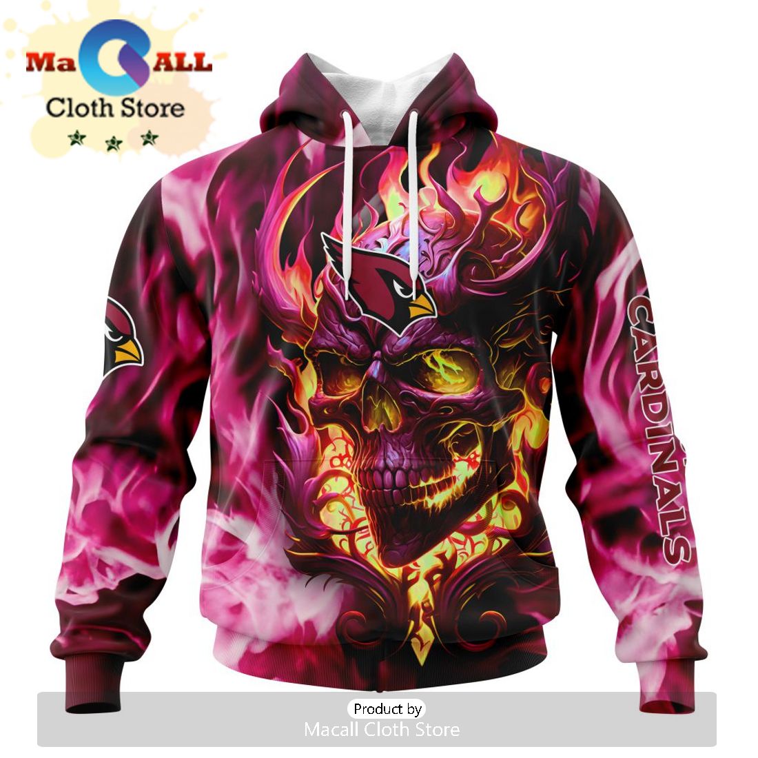NFL Arizona Cardinals Limited Skull Art Design Hoodie