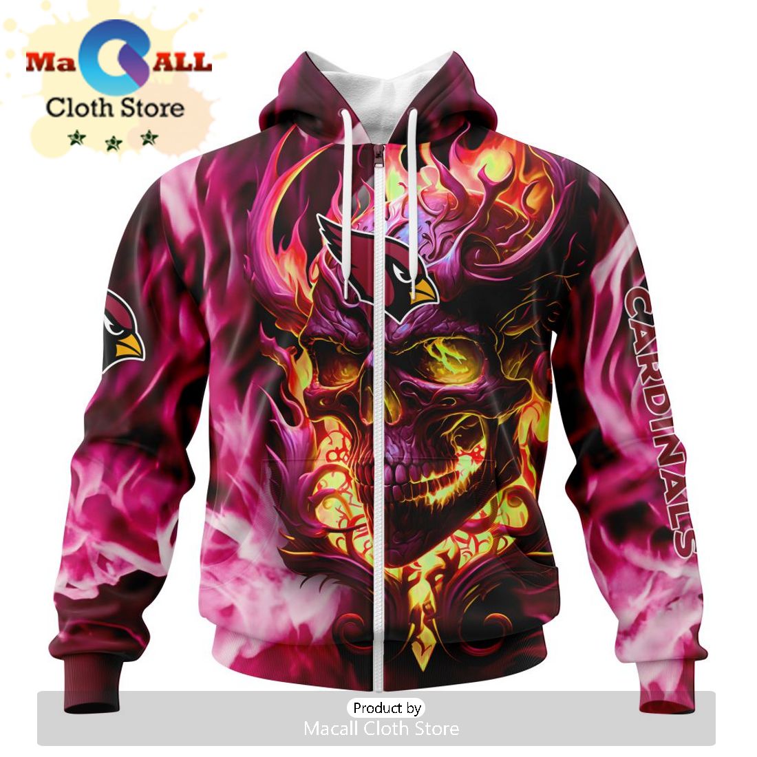 NFL Arizona Cardinals Limited Skull Art Design Hoodie