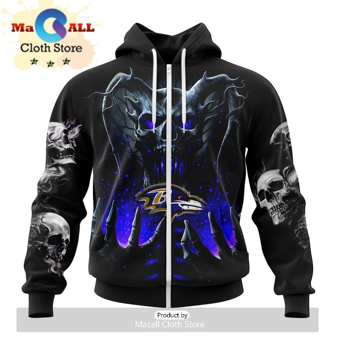 NFL Baltimore Ravens Special Skull Art Design Hoodie
