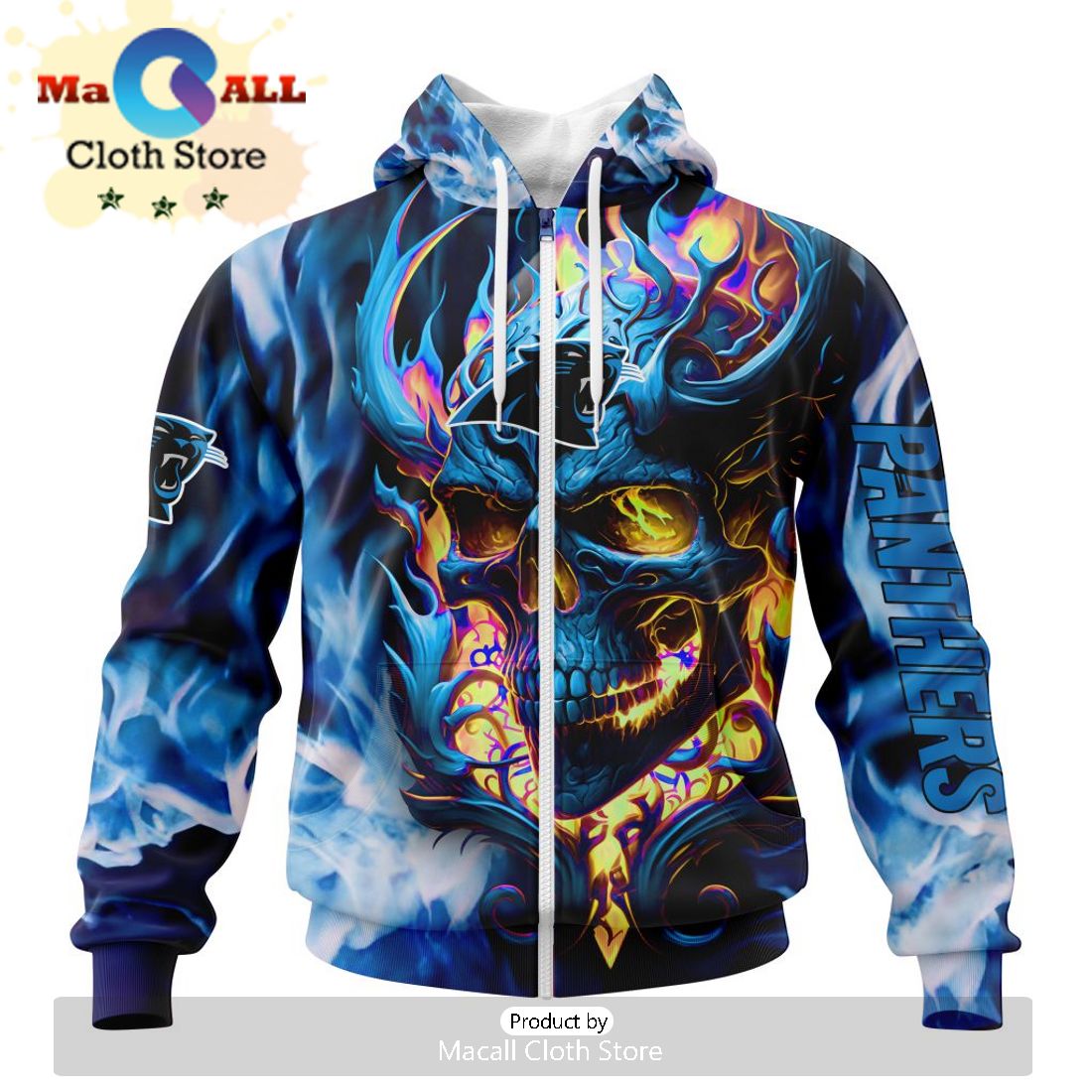 NFL Carolina Panthers Limited Skull Art Design Hoodie