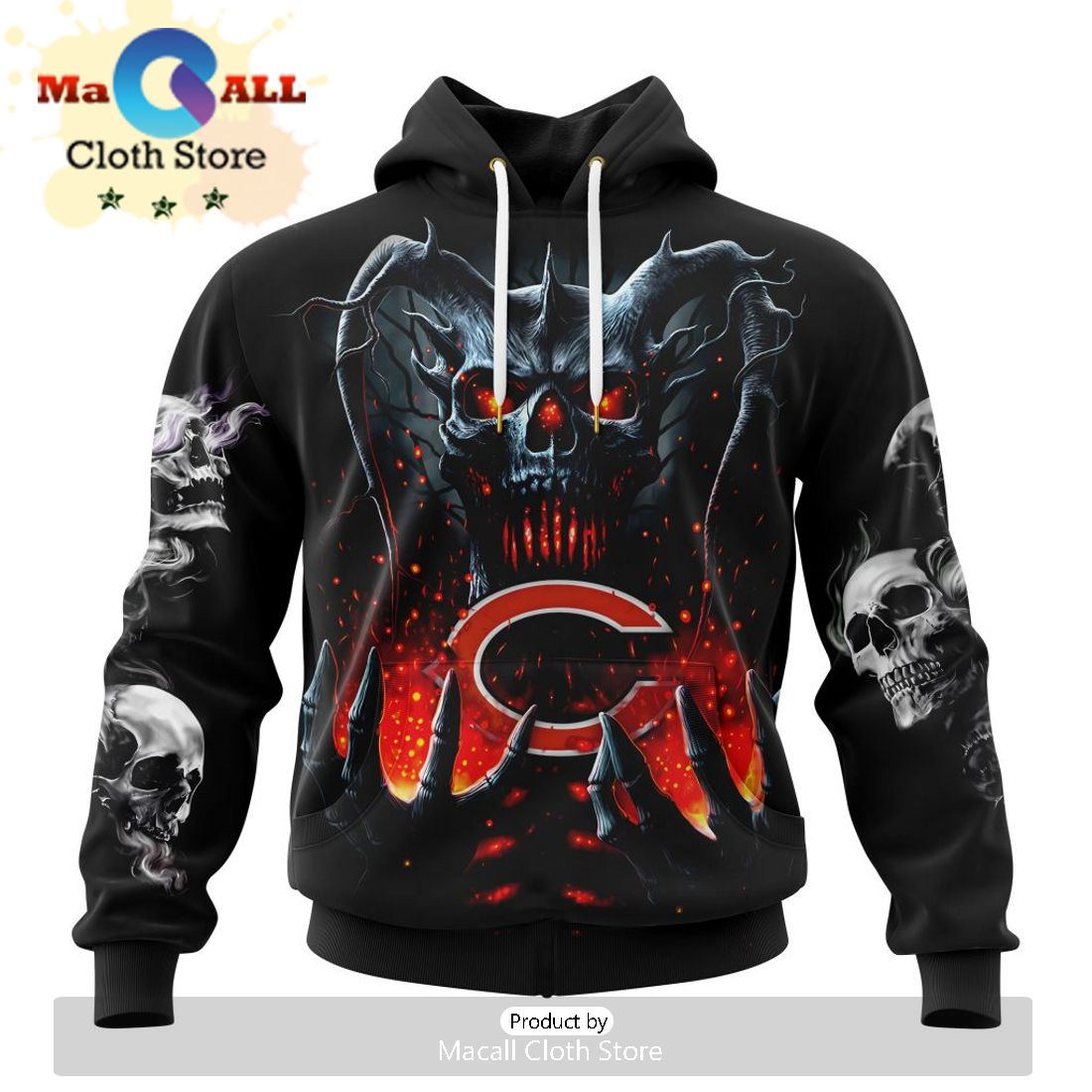 NFL Chicago Bears Special Skull Art Design Hoodie