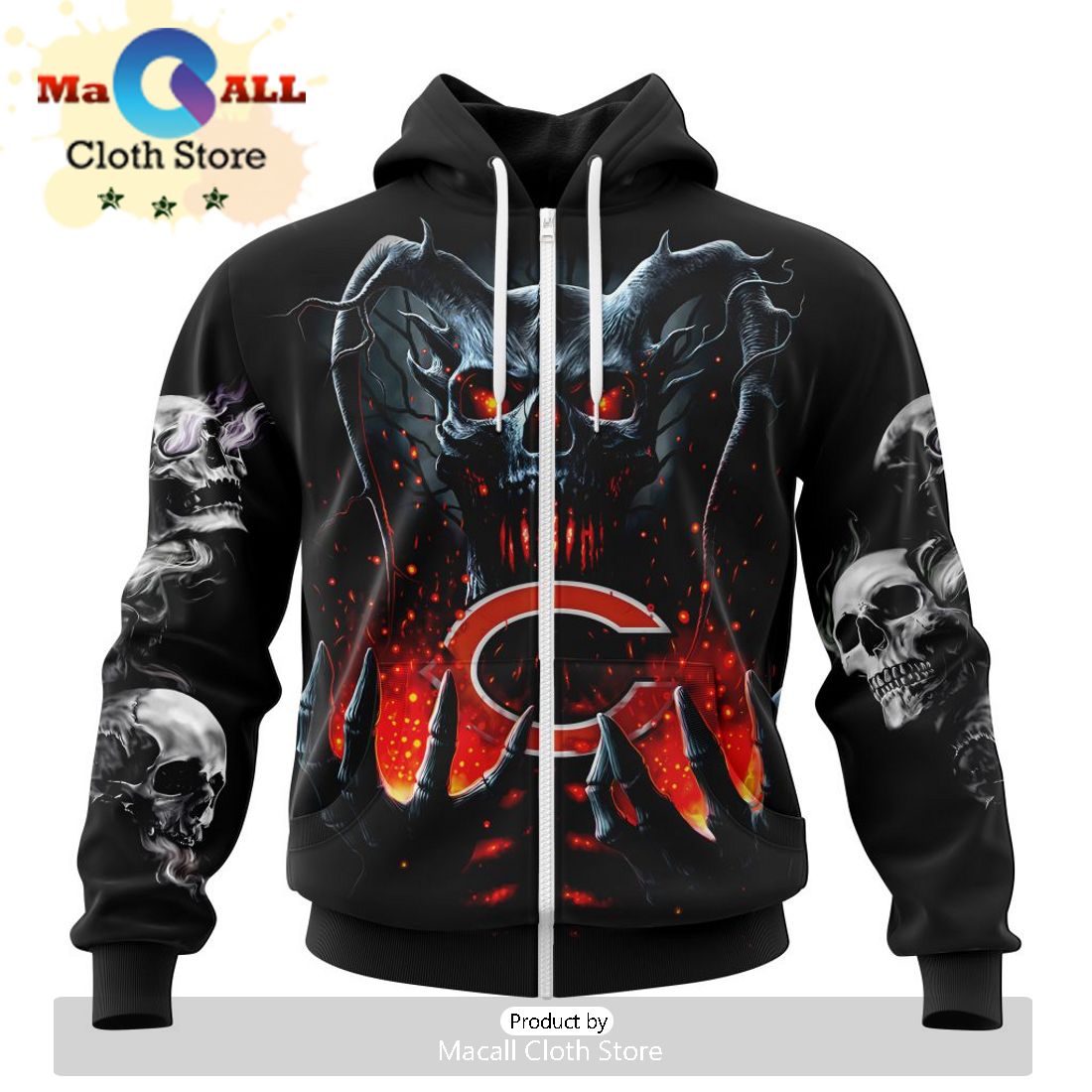 NFL Chicago Bears Special Skull Art Design Hoodie