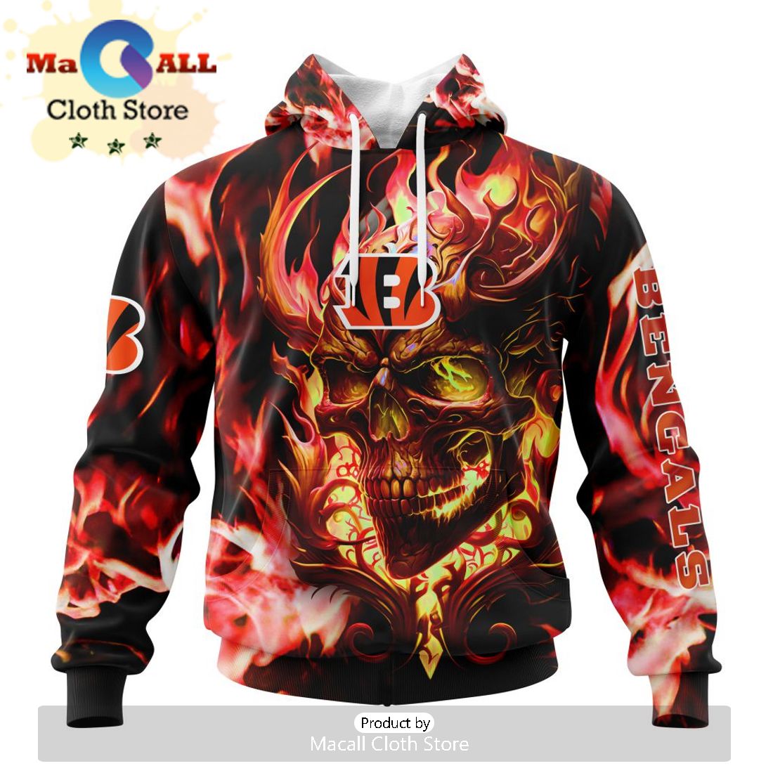 NFL Cincinnati Bengals Limited Skull Art Design Hoodie