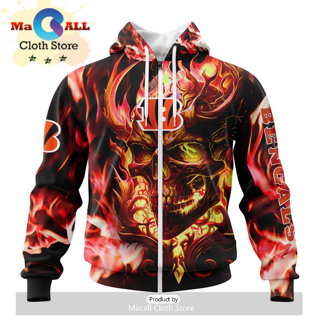 NFL Cincinnati Bengals Limited Skull Art Design Hoodie