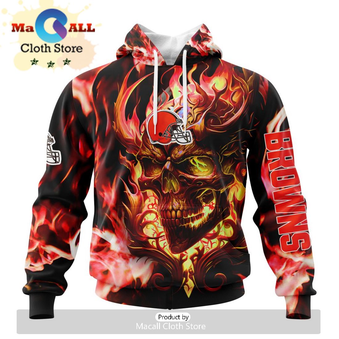 NFL Cleveland Browns Limited Skull Art Design Hoodie