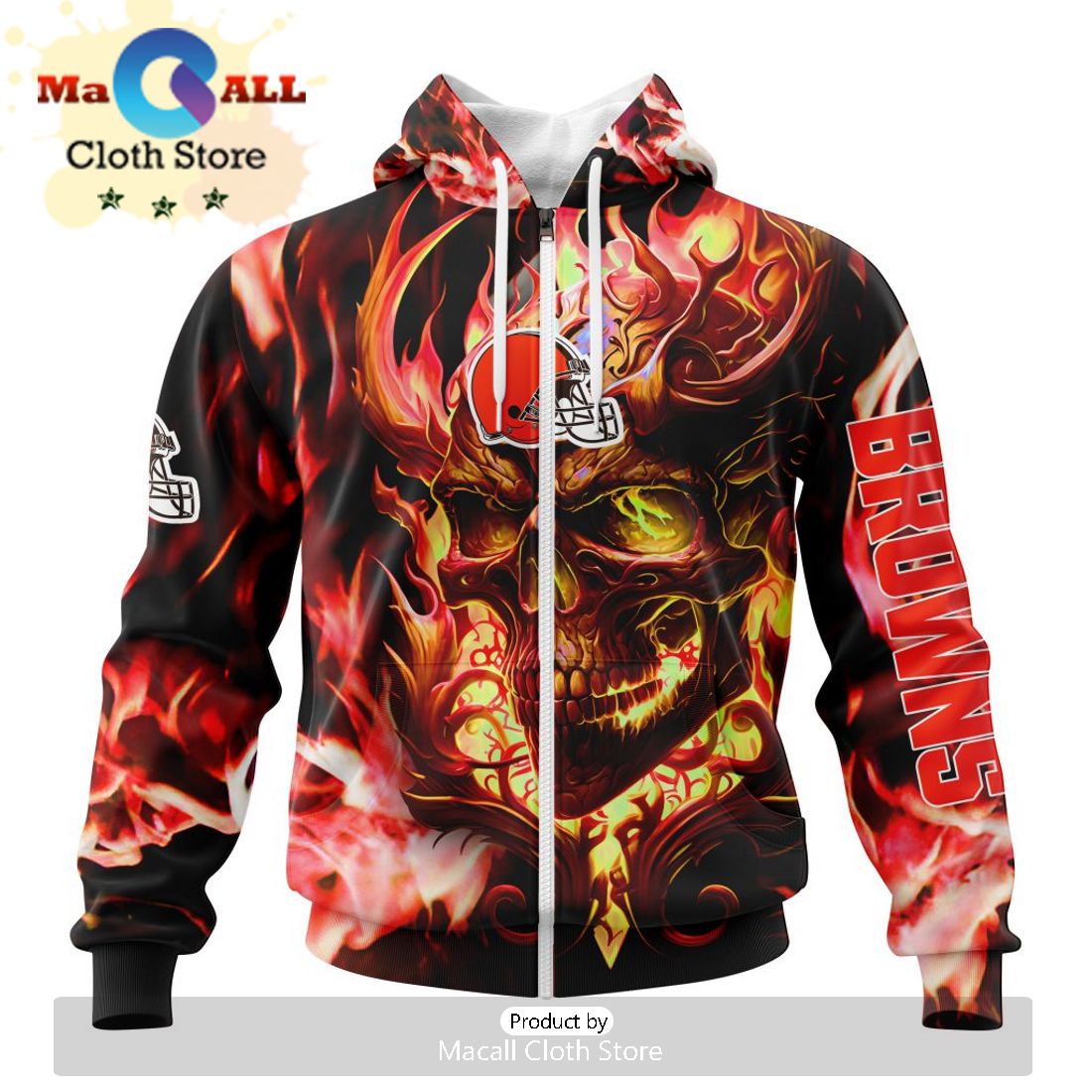 NFL Cleveland Browns Limited Skull Art Design Hoodie