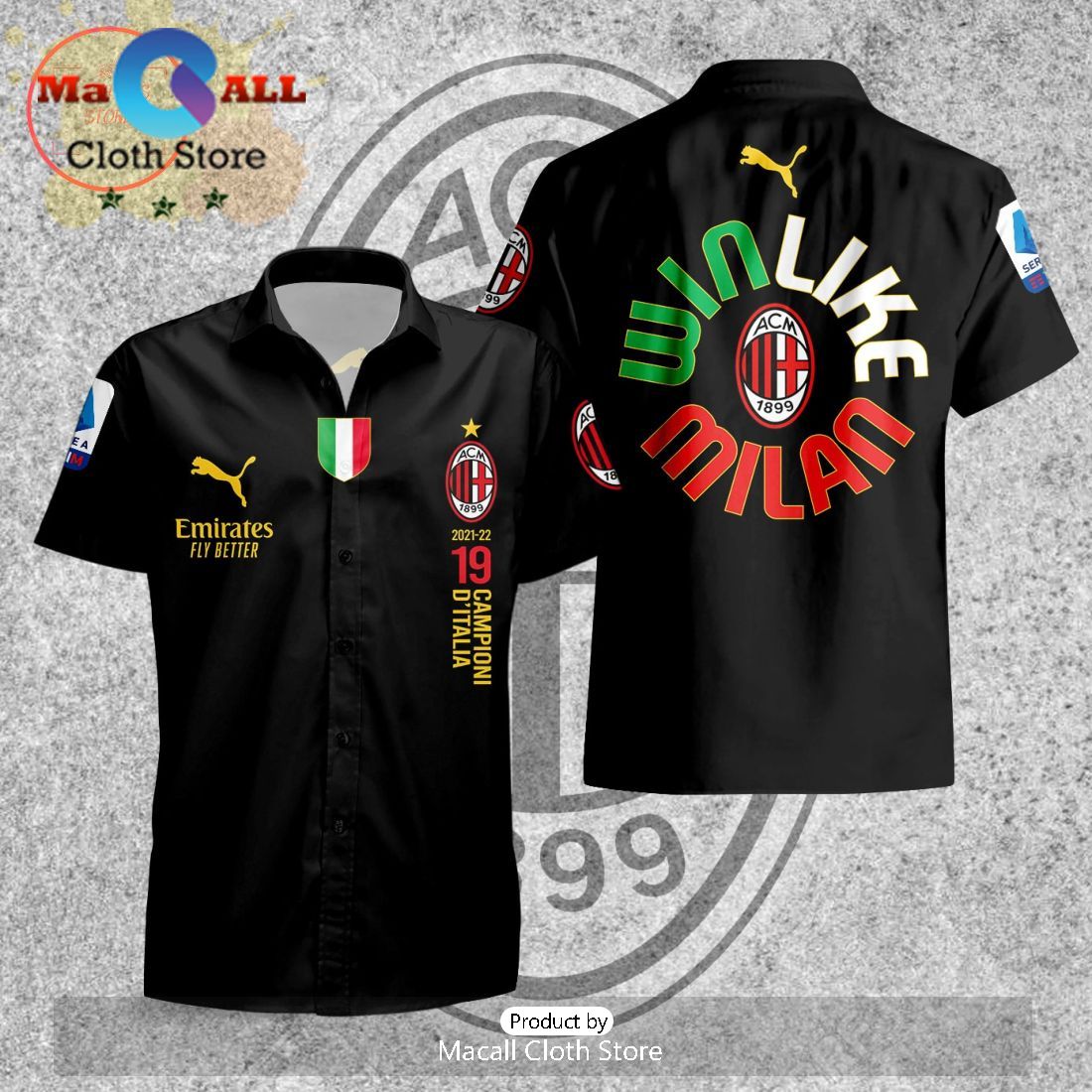 AC Milan Red White Flower Rossoneri Hawaiian Shirt