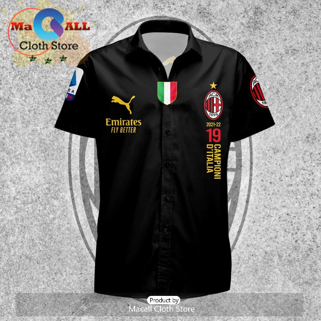 AC Milan Red White Flower Rossoneri Hawaiian Shirt