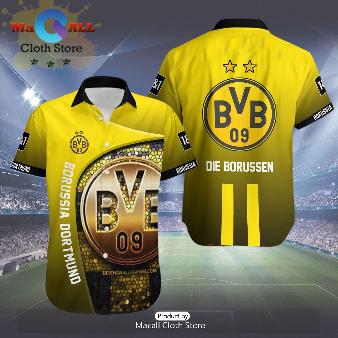 Borussia Dortmund Die Borussen Black Yellow Hawaiian Shirt