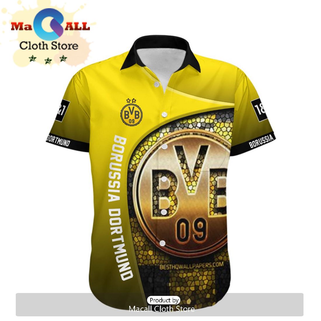 Borussia Dortmund Die Borussen Black Yellow Hawaiian Shirt