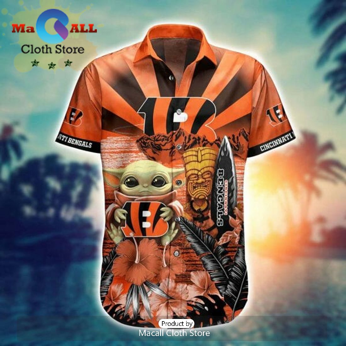 NFL Cincinnati Bengals Grey Orange Hawaiian Shirt
