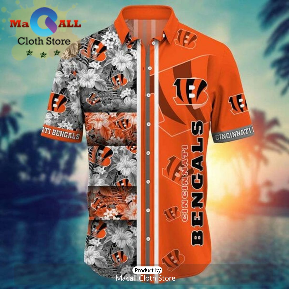 NFL Cincinnati Bengals Orange Green Hawaiian Shirt