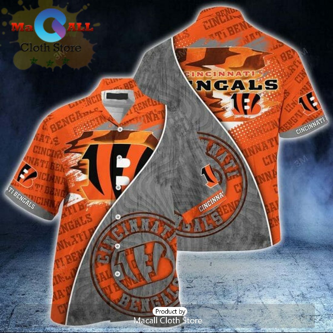 NFL Cincinnati Bengals Orange Grey Hawaiian Shirt