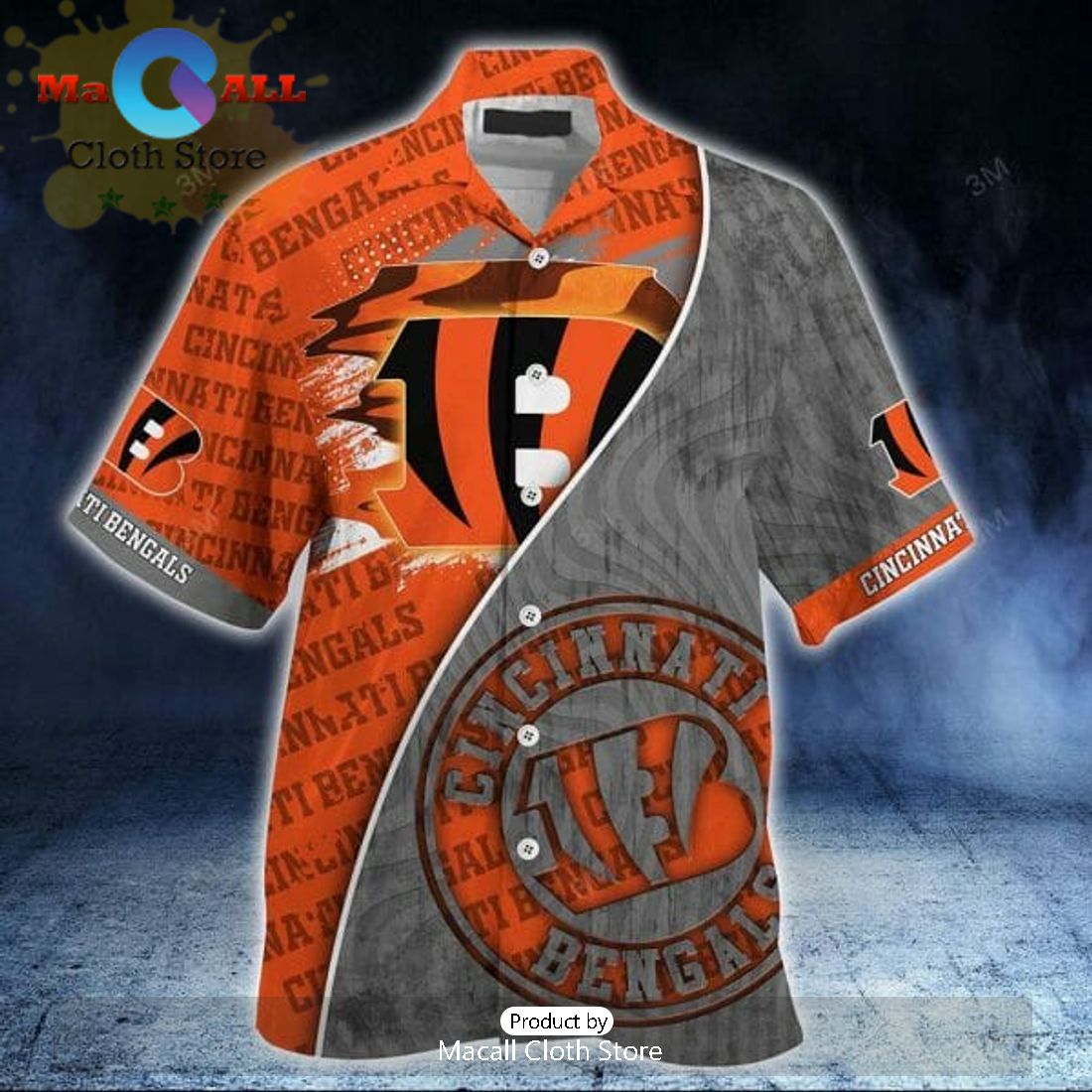 NFL Cincinnati Bengals Orange Grey Hawaiian Shirt