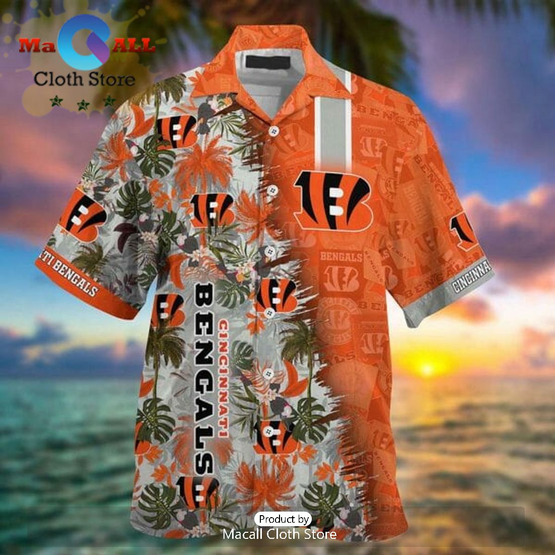 NFL Cincinnati Bengals Orange White Hawaiian Shirt
