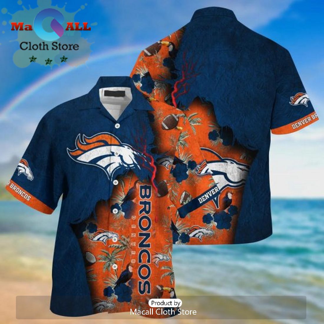 NFL Denver Broncos Halloween Orange Hawaiian Shirt