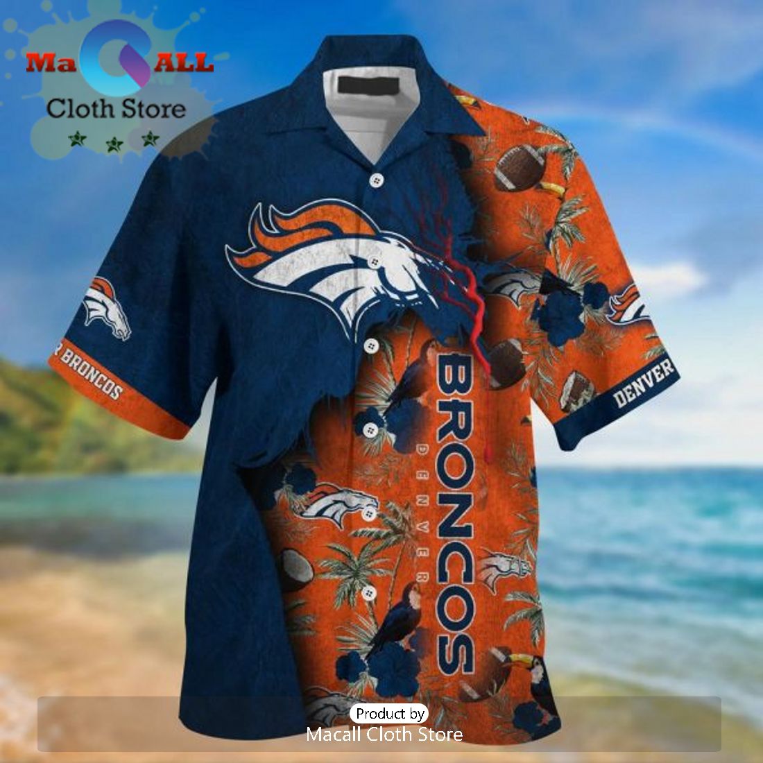 NFL Denver Broncos Halloween Orange Hawaiian Shirt