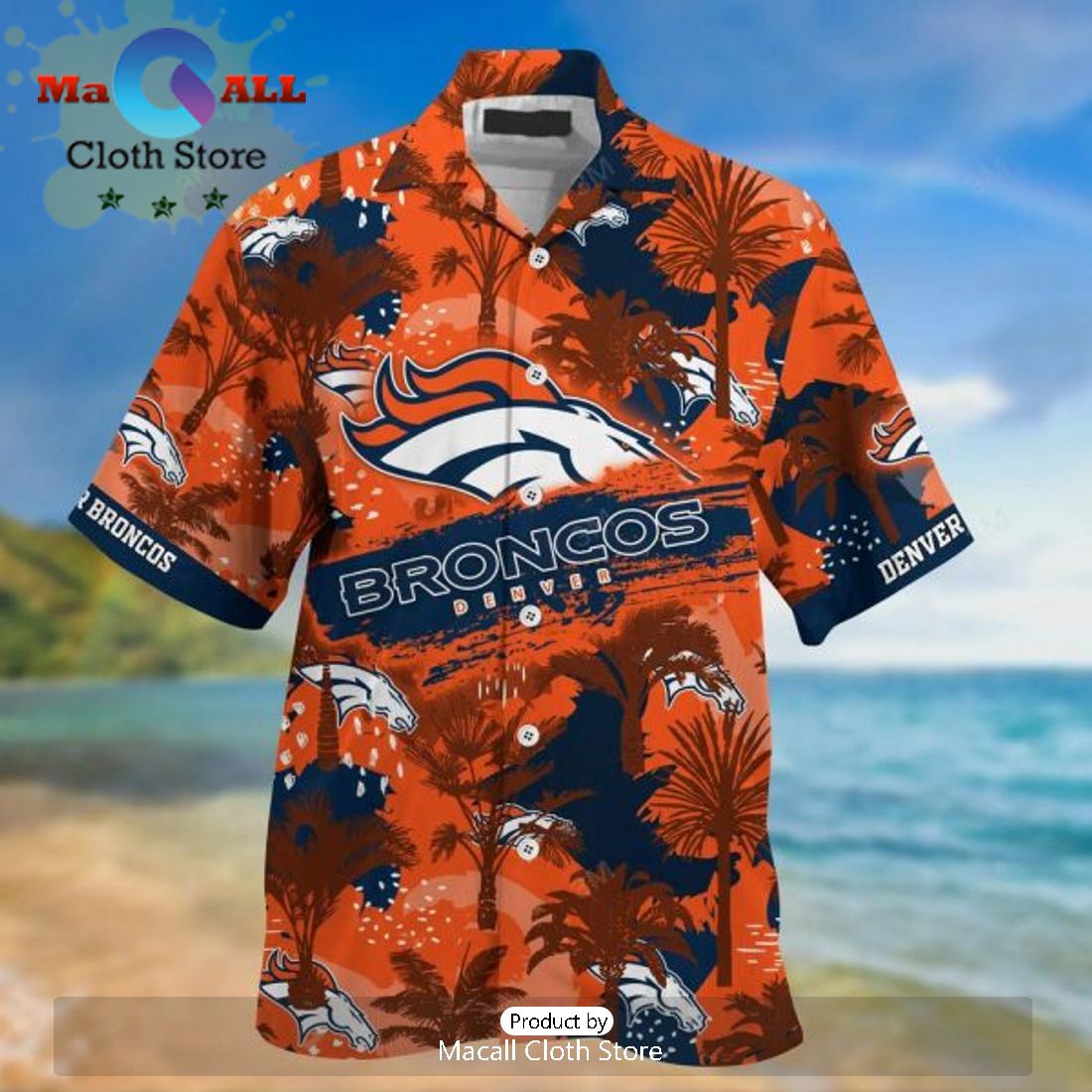 NFL Denver Broncos Navy Blue Orange Hawaiian Shirt