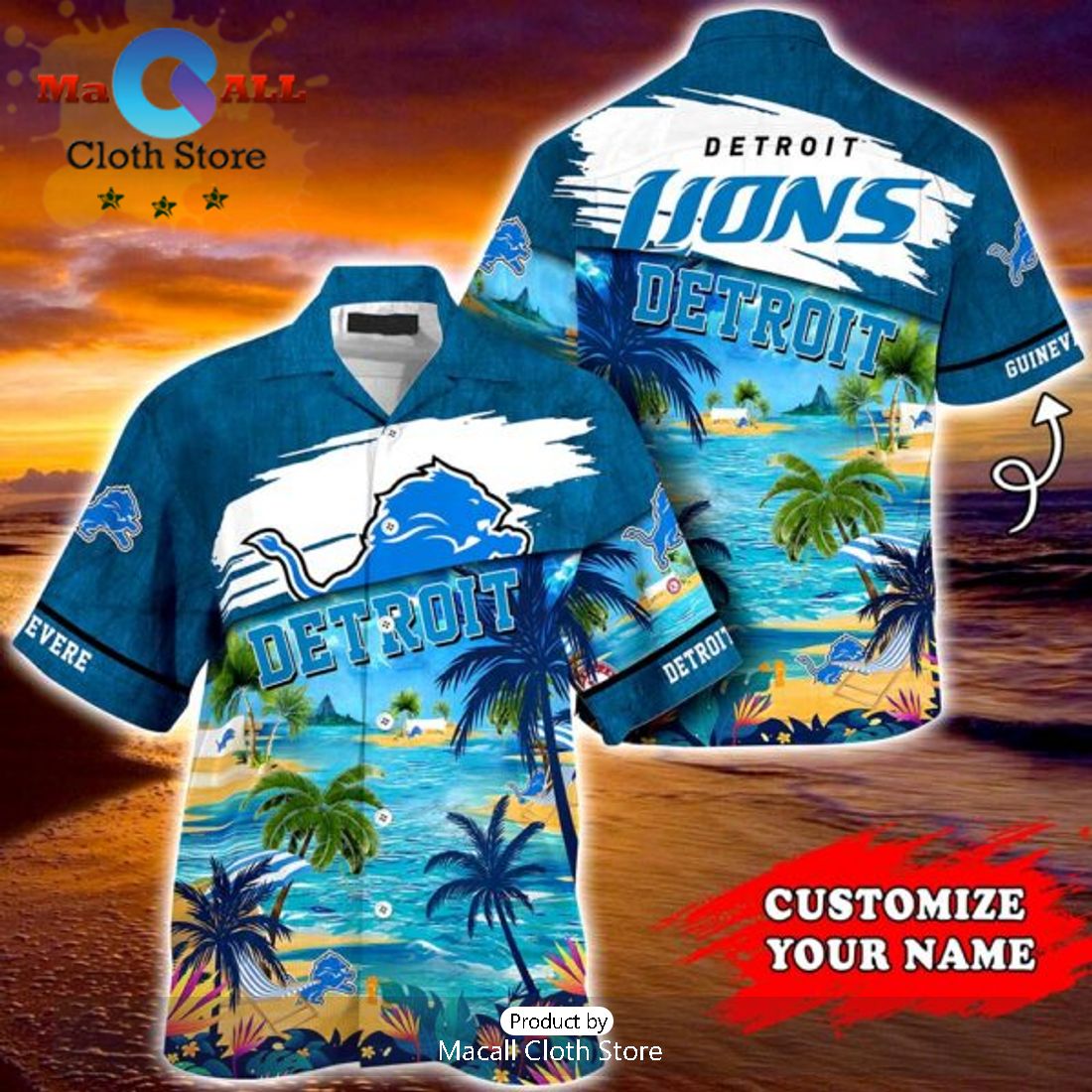 NFL Detroit Lions Blue Silver Hawaiian Shirt NFL Detroit Lions Blue Silver Hawaiian Shirt
