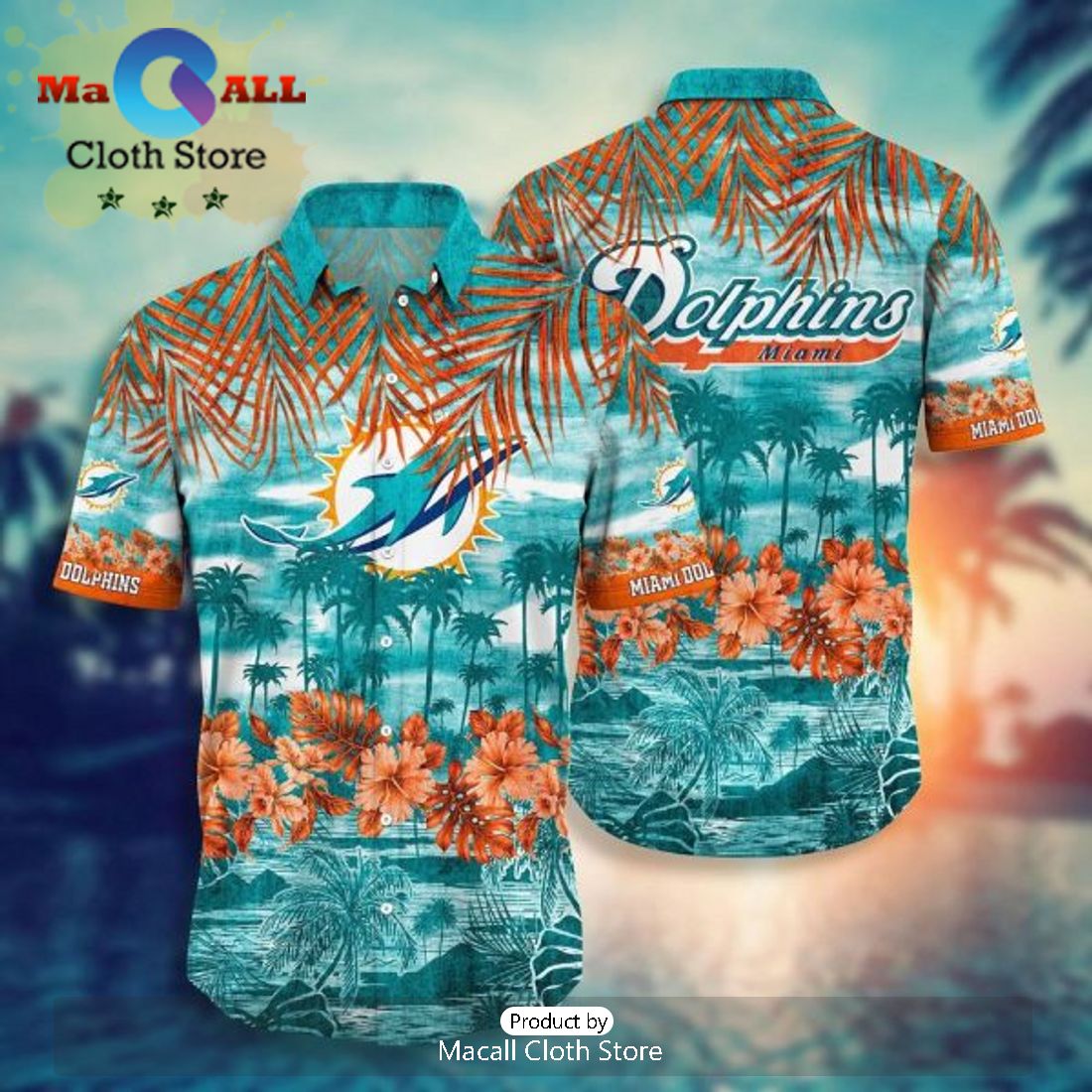 NFL Miami Dolphins Custom Aqua Orange Hawaiian Shirt
