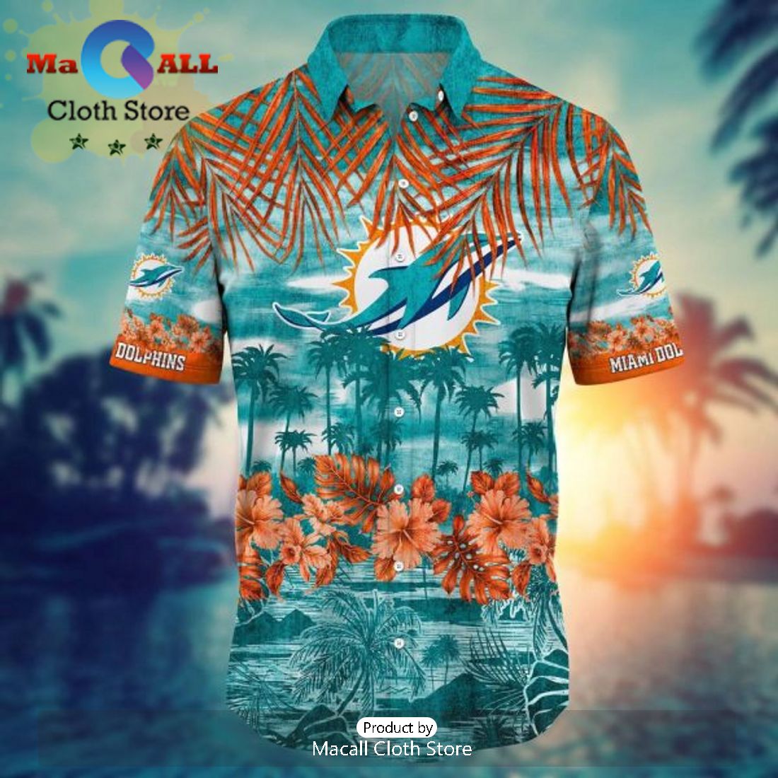 NFL Miami Dolphins Custom Aqua Orange Hawaiian Shirt