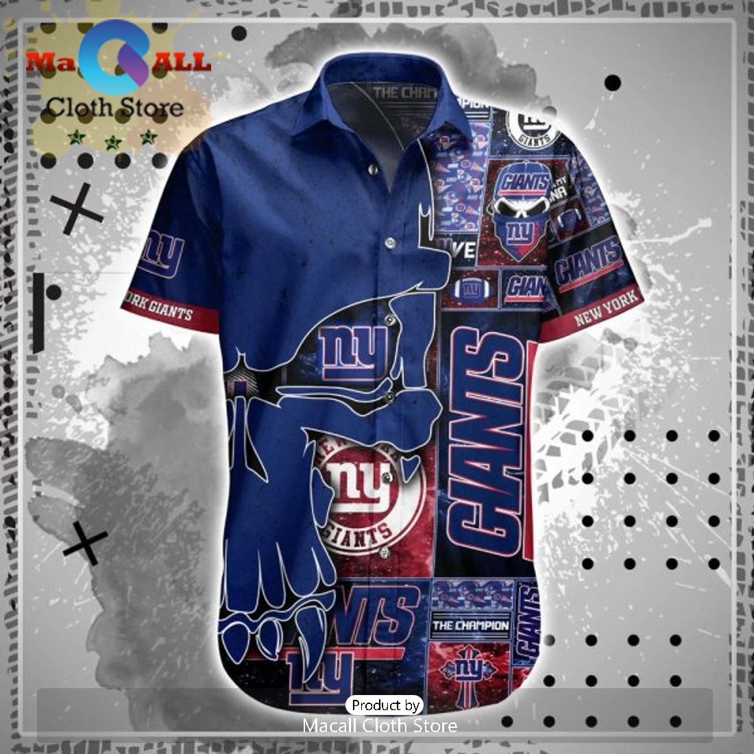 NFL New York Giants Black Cat Navy Blue Hawaiian Shirt