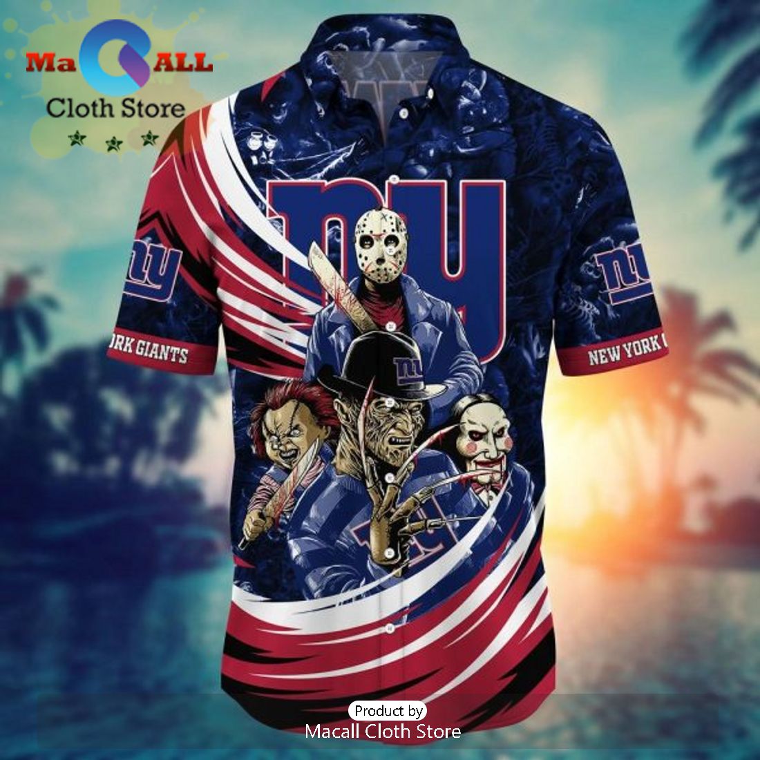NFL New York Giants Navy Blue Red Hawaiian Shirt