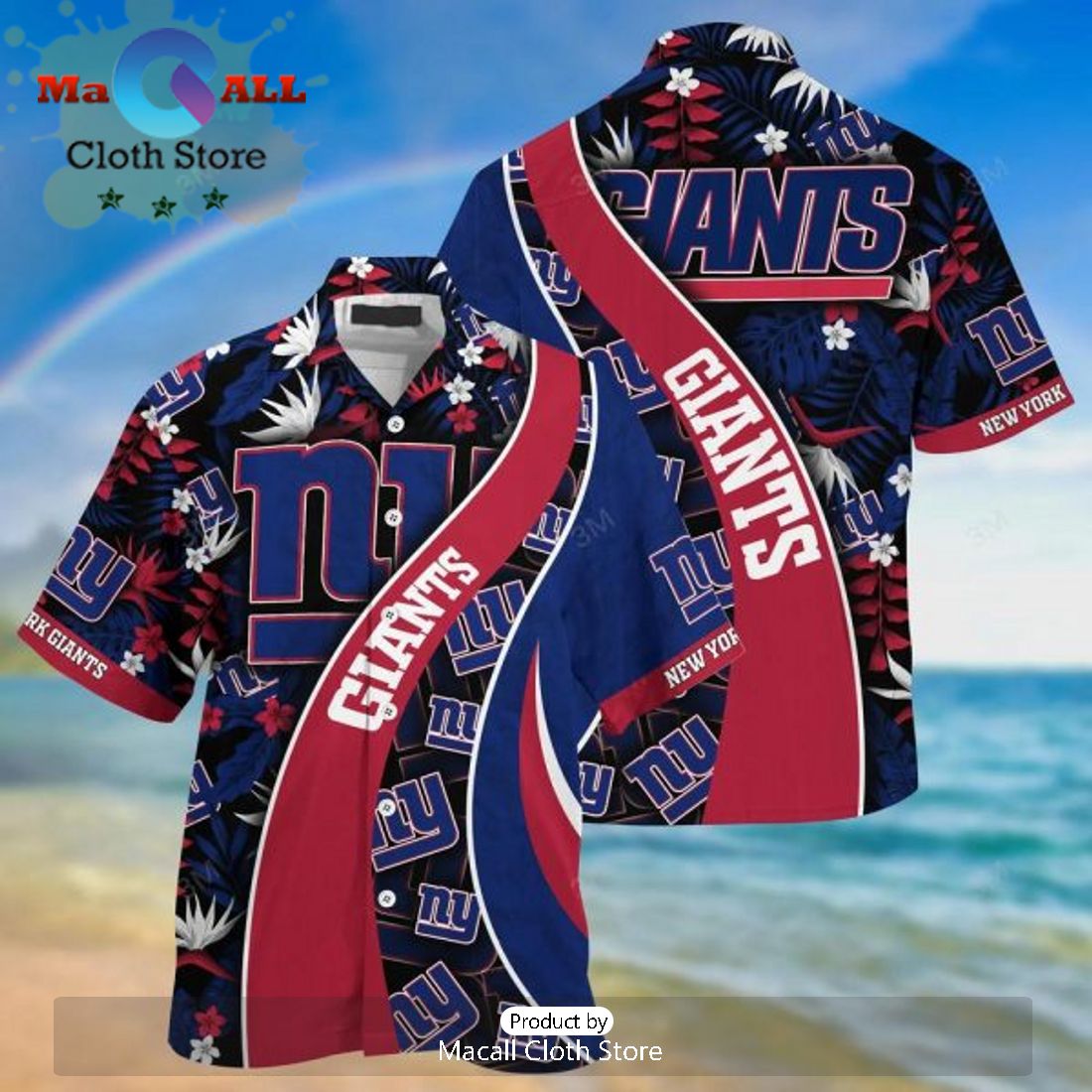 NFL New York Giants Red Navy Blue Hawaiian Shirt