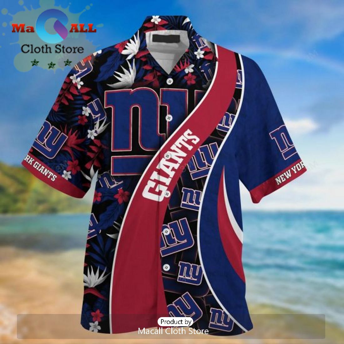 NFL New York Giants Red Navy Blue Hawaiian Shirt