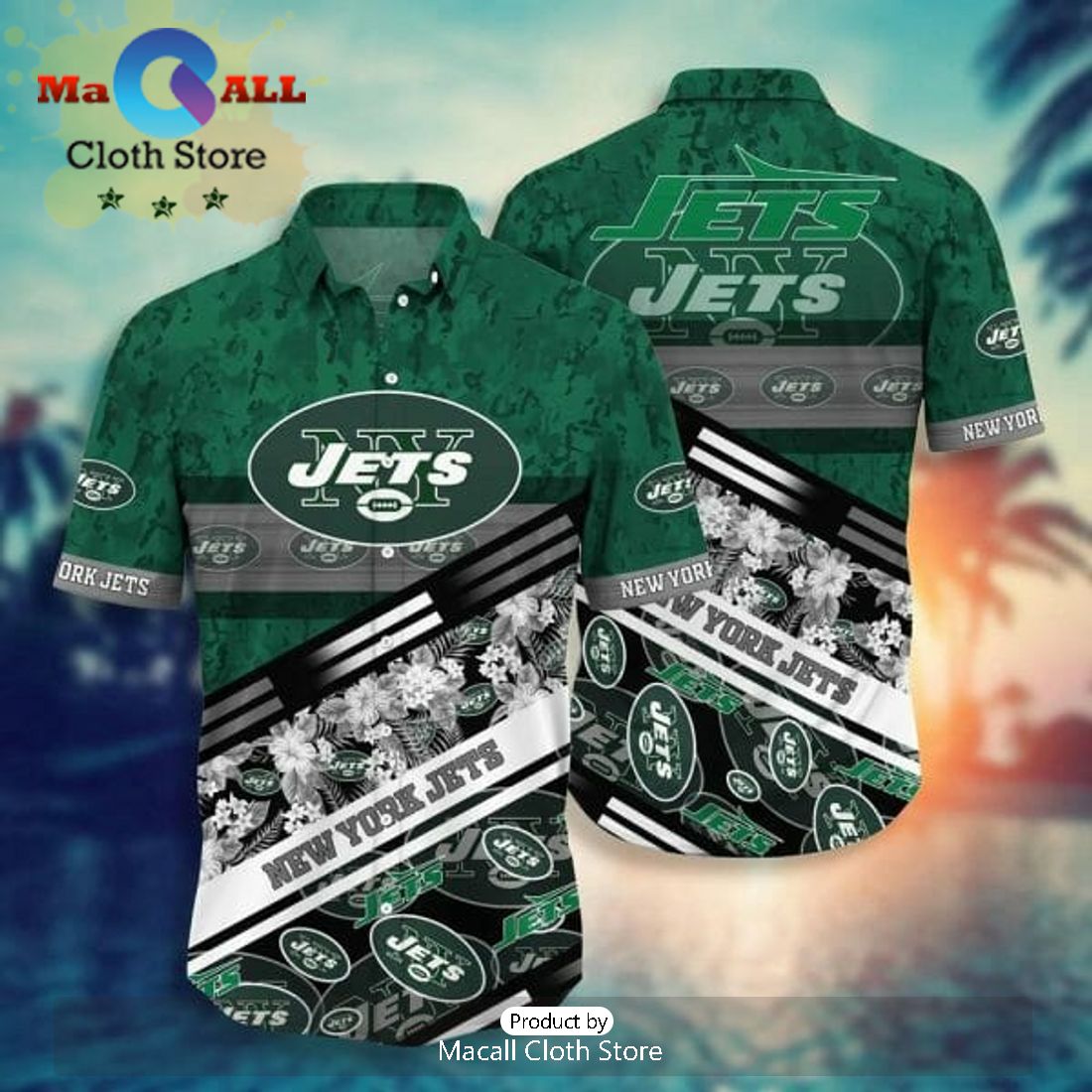 NFL New York Jets Green Grey Hawaiian Shirt