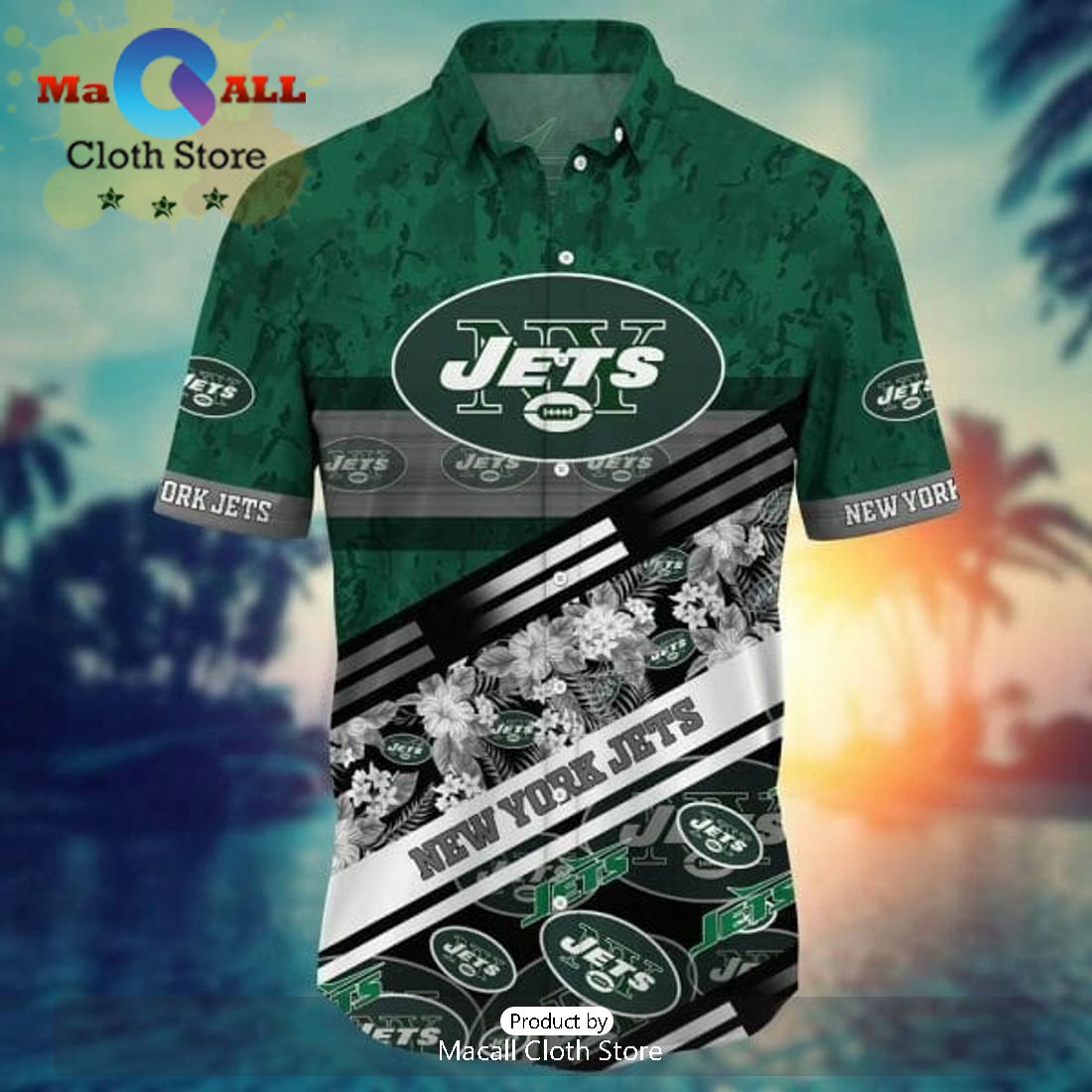 NFL New York Jets Green Grey Hawaiian Shirt