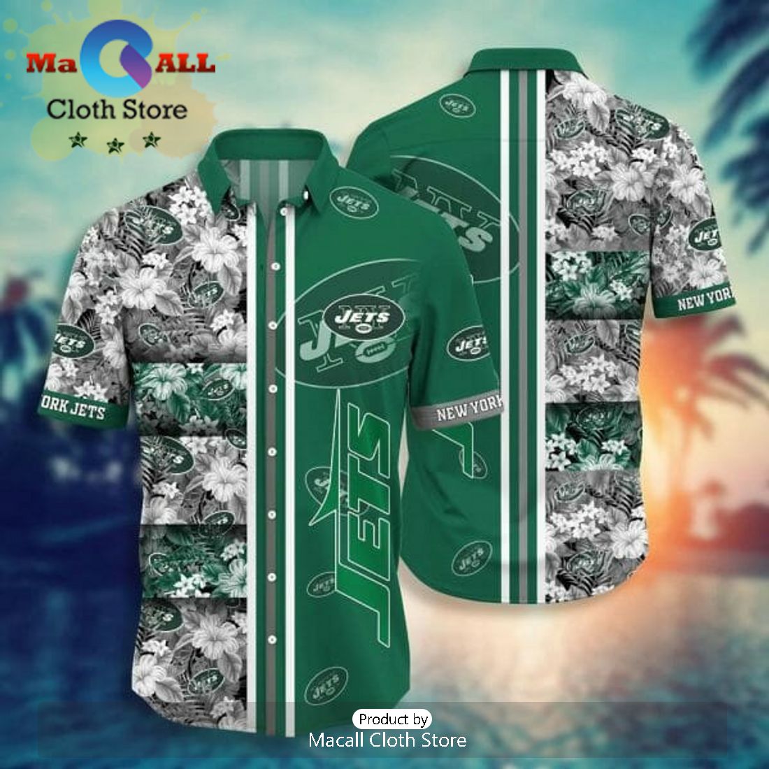 NFL New York Jets Grey Green Hawaiian Shirt