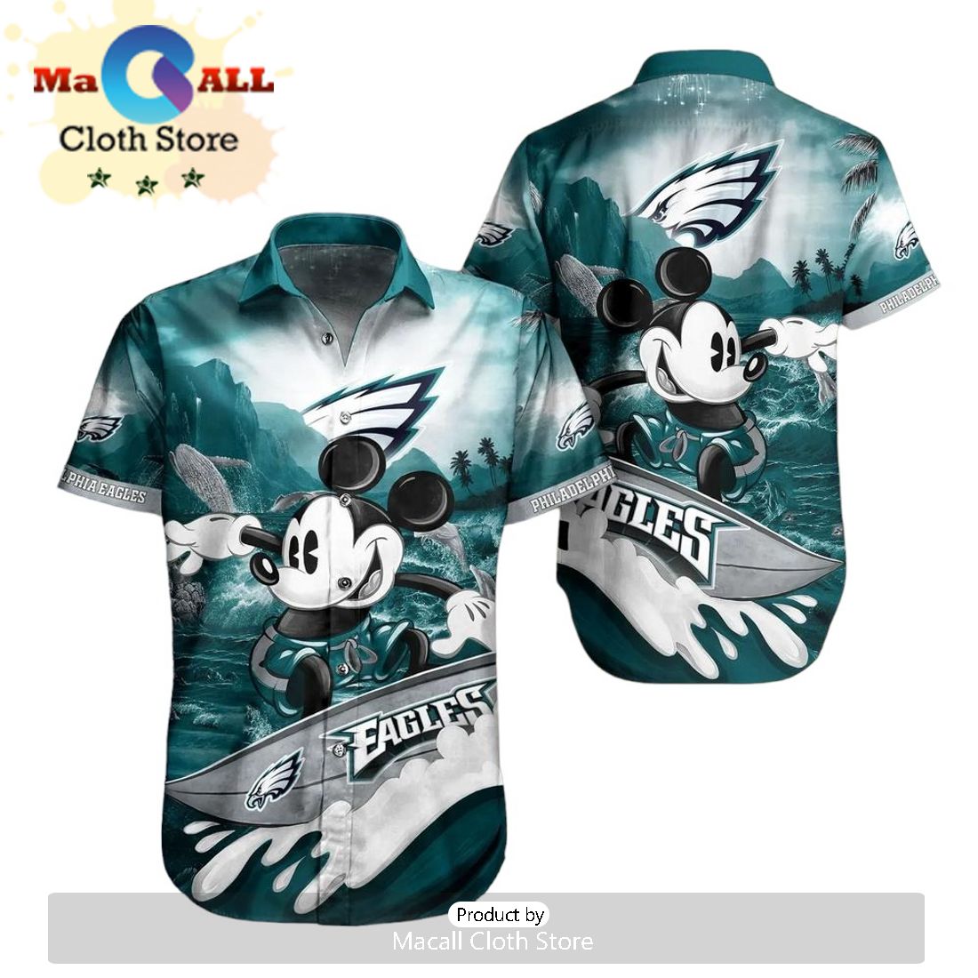 NFL Philadelphia Eagles Custom Special Half Tone Mascot Hawaiian Shirt