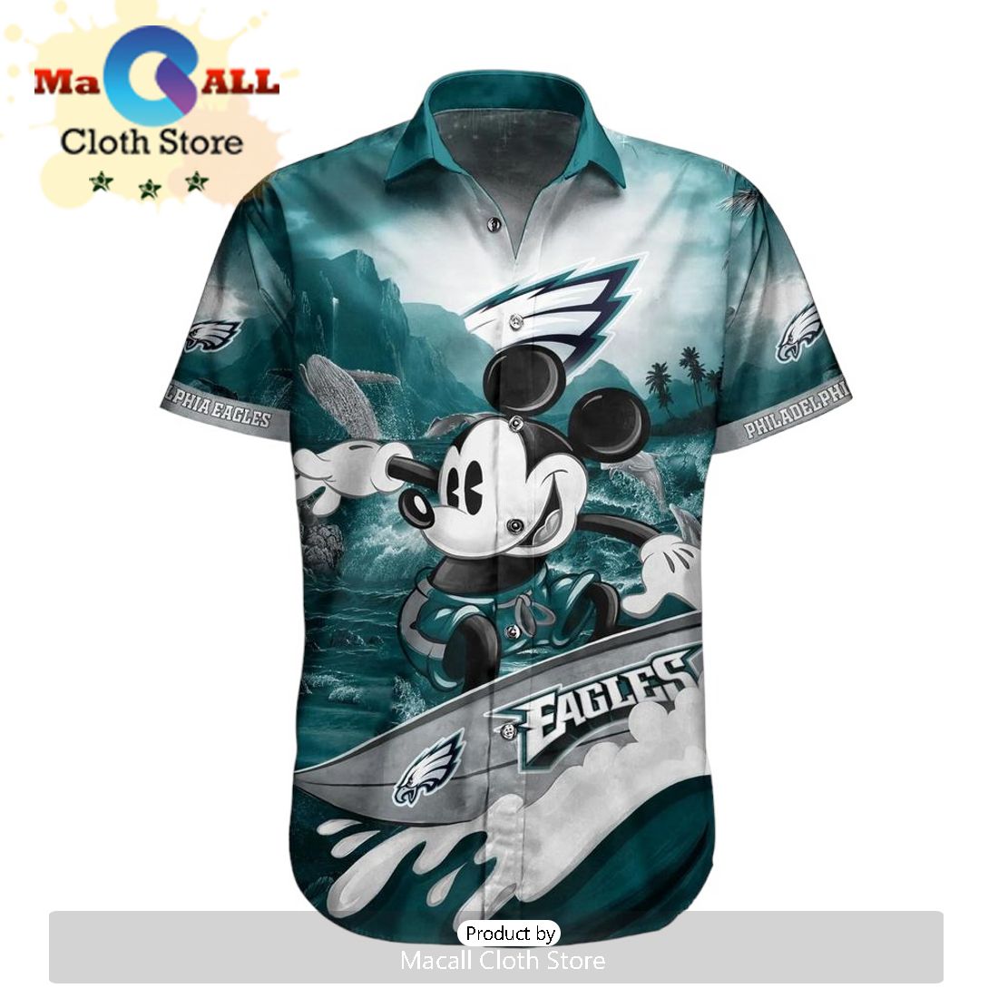 NFL Philadelphia Eagles Custom Special Half Tone Mascot Hawaiian Shirt