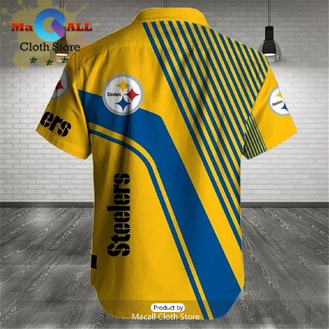 NFL Pittsburgh Steelers Black Yellow Ball Hawaiian Shirt