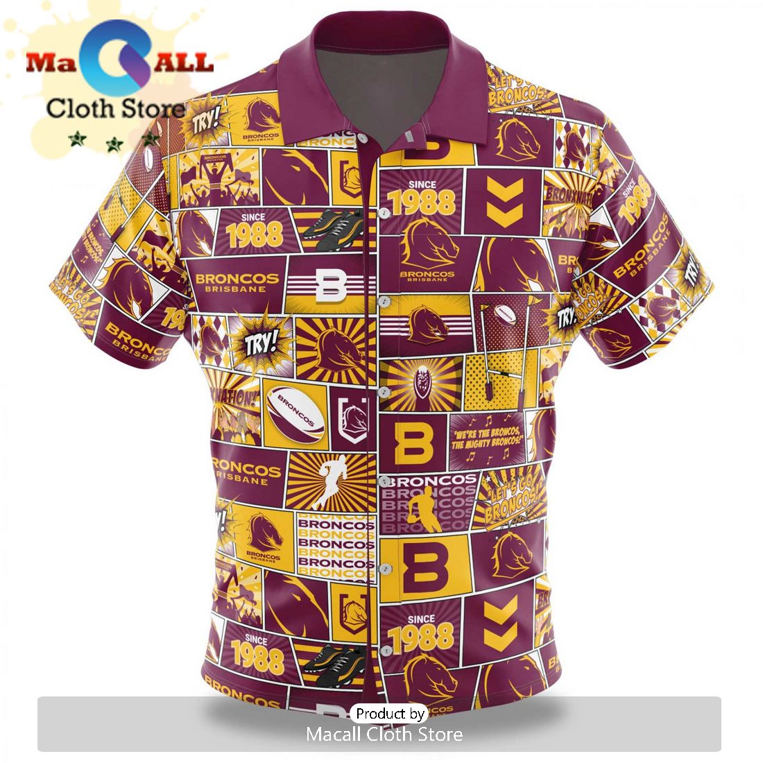 NRL Brisbane Broncos Beach Hawaiian Shirt