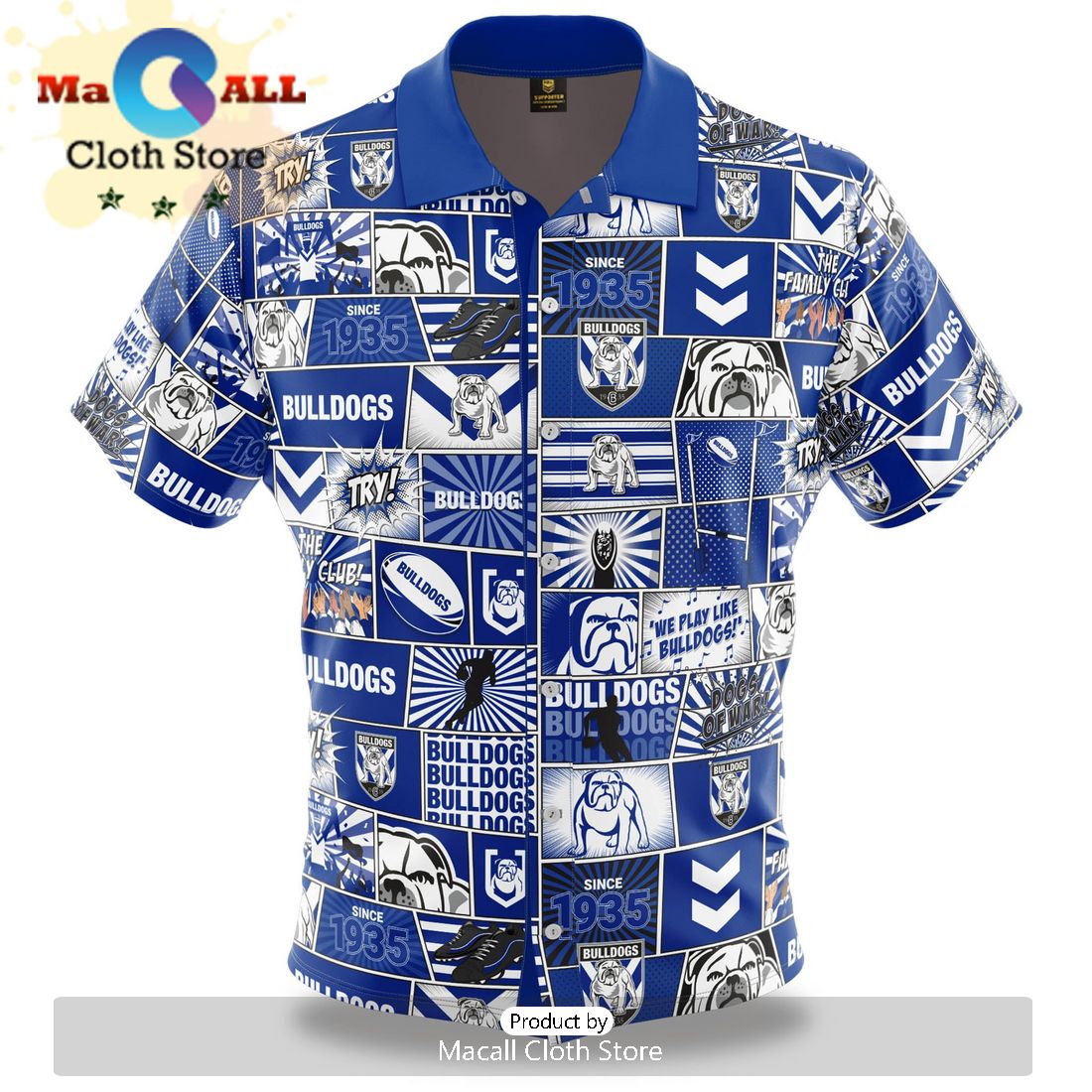 NRL Canterbury-Bankstown Bulldogs Floral Custom Text Hawaiian Shirt
