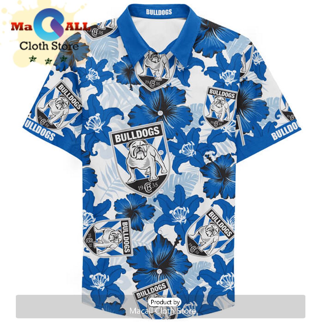 NRL Canterbury-Bankstown Bulldogs Tropical Flowers Hawaiian Shirt