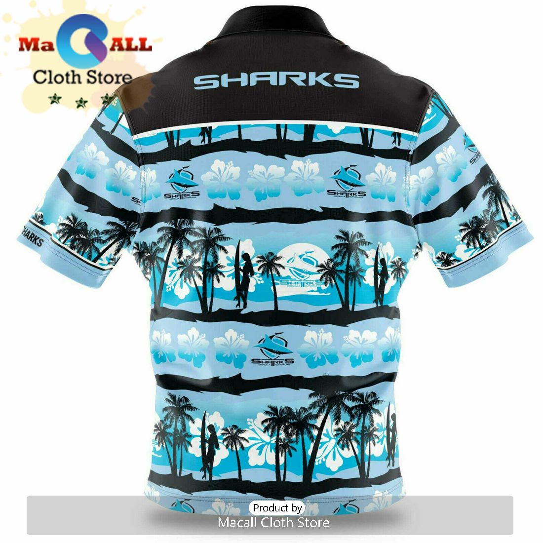 NRL Cronulla-Sutherland Sharks Blue White Hawaiian Shirt