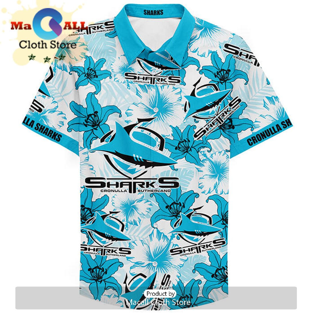 NRL Cronulla-Sutherland Sharks Custom Tribal Hawaiian Shirt