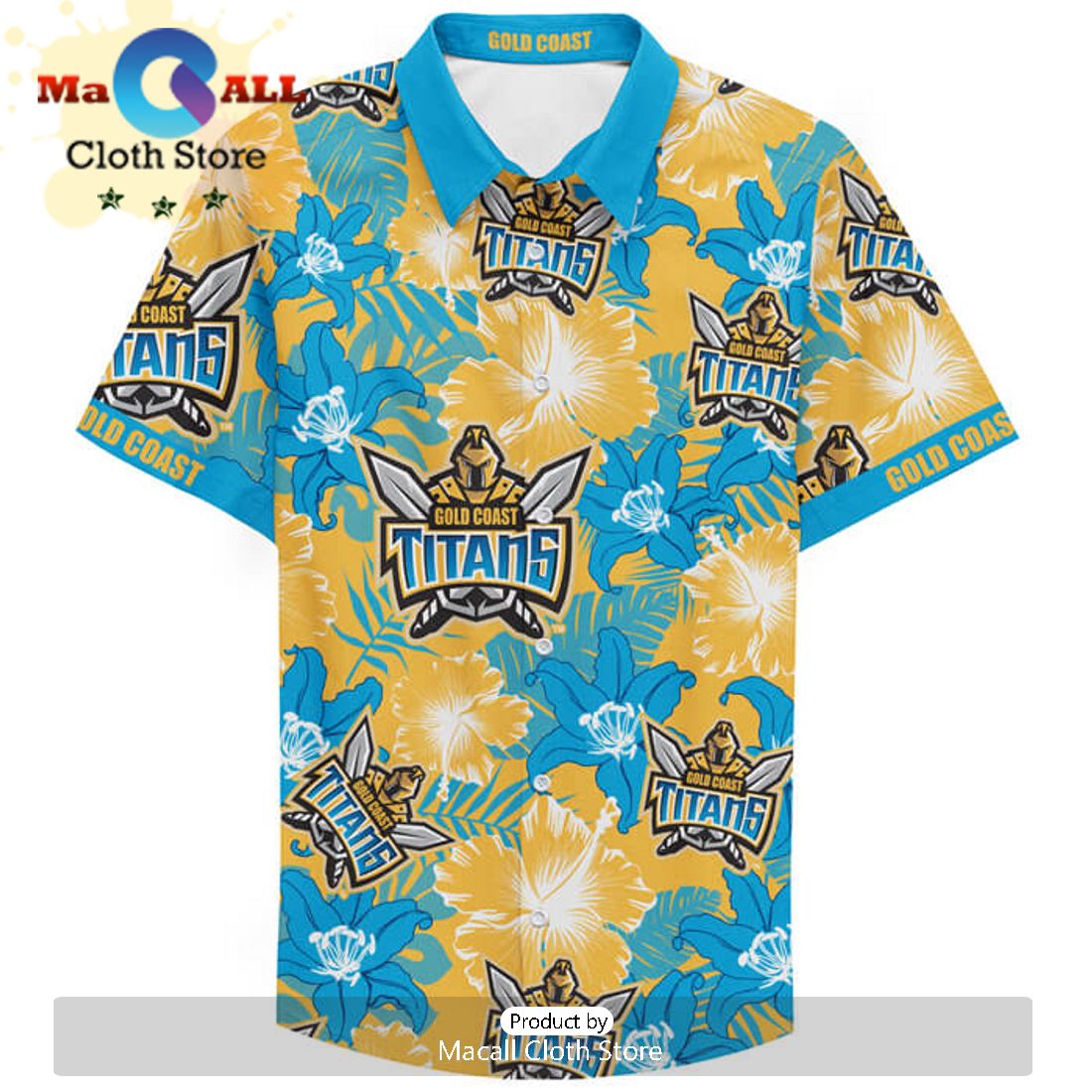 NRL Gold Coast Titans Summer Hawaiian Shirt NRL Gold Coast Titans Summer Hawaiian Shirt