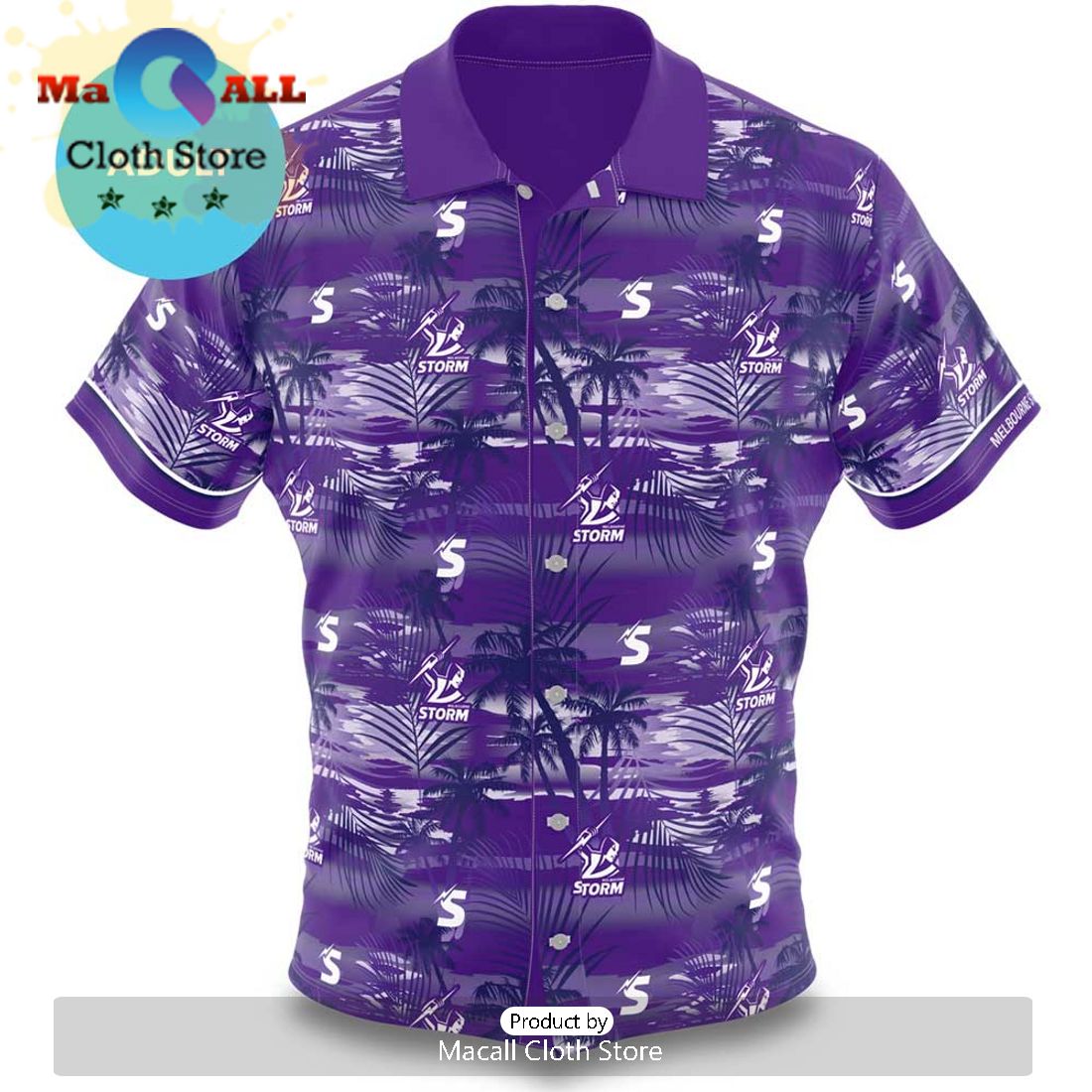 NRL Melbourne Storm Tribal Hawaiian Shirt NRL Melbourne Storm Tribal Hawaiian Shirt