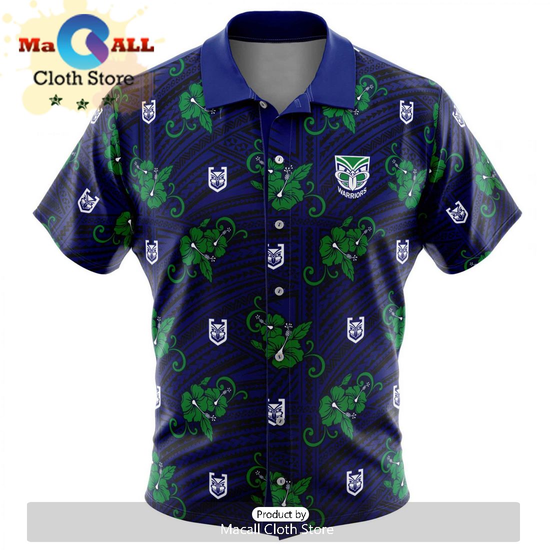 NRL New Zealand Warriors Custom Text Black and White Hawaiian Shirt NRL New Zealand Warriors Custom Text Black and White Hawaiian Shirt